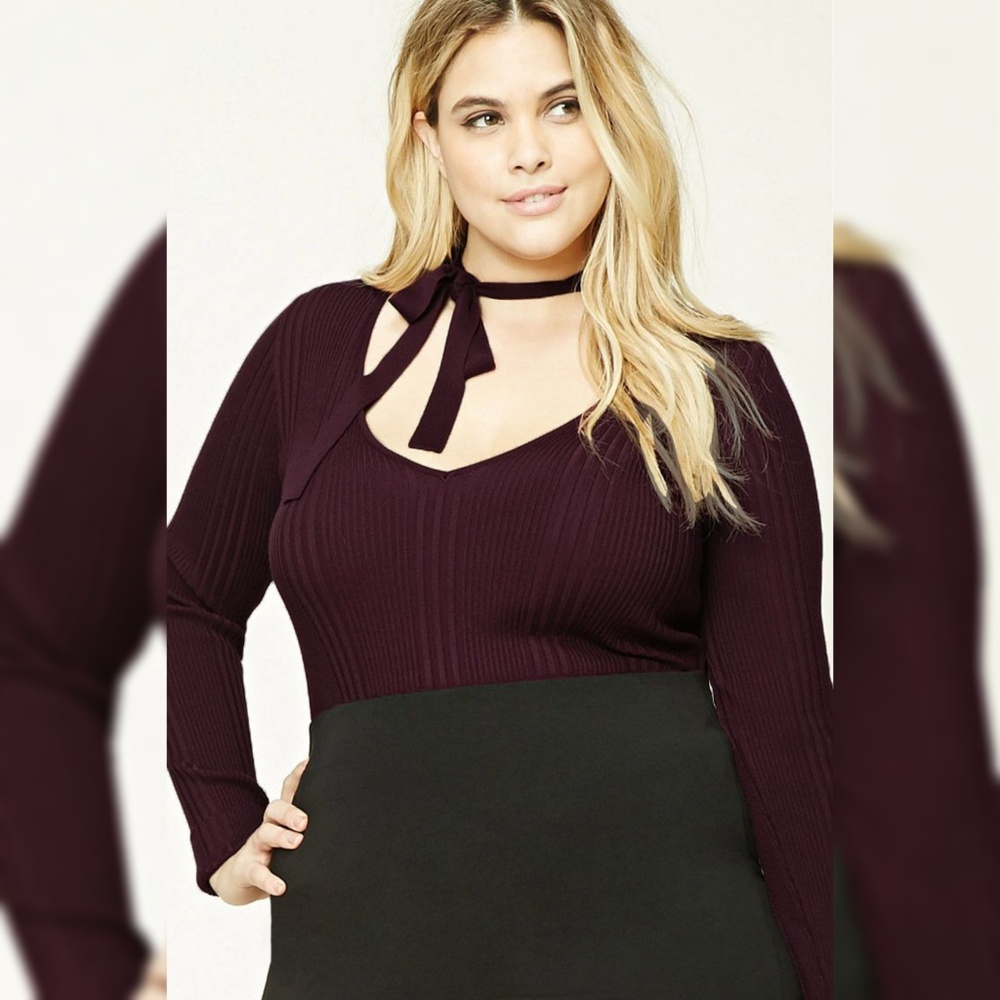 Forever 21 Plus purple sweater with bow